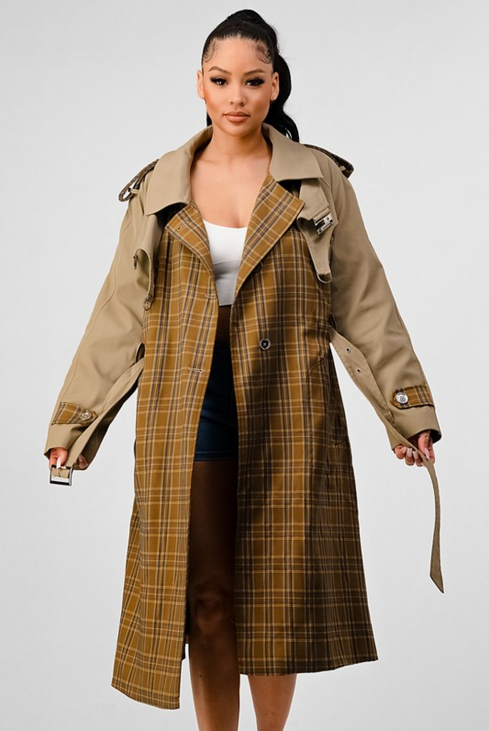 Contrast Trench Coat