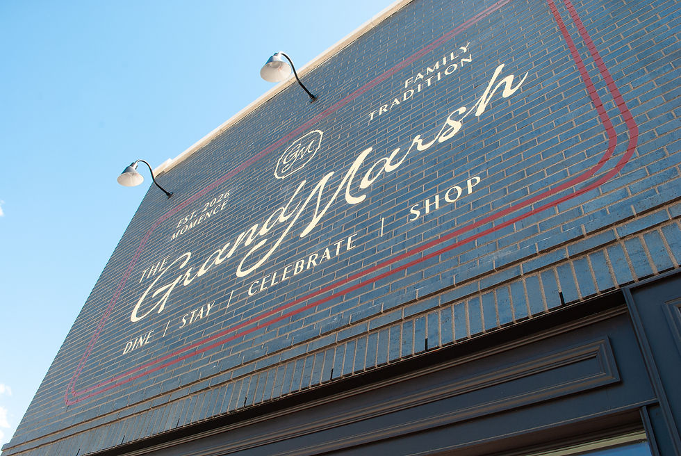 hand painted sign on brick