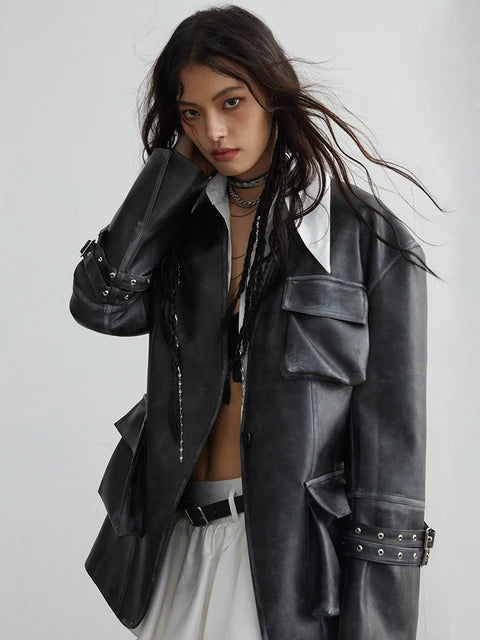 Edgy Rockstar Jacket | Mauarci Vegan Leather Jacket