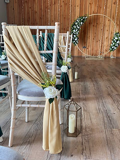 Chiffon chair drape hire for weddings in Devon and Cornwall. Pictured at Humber Barn.