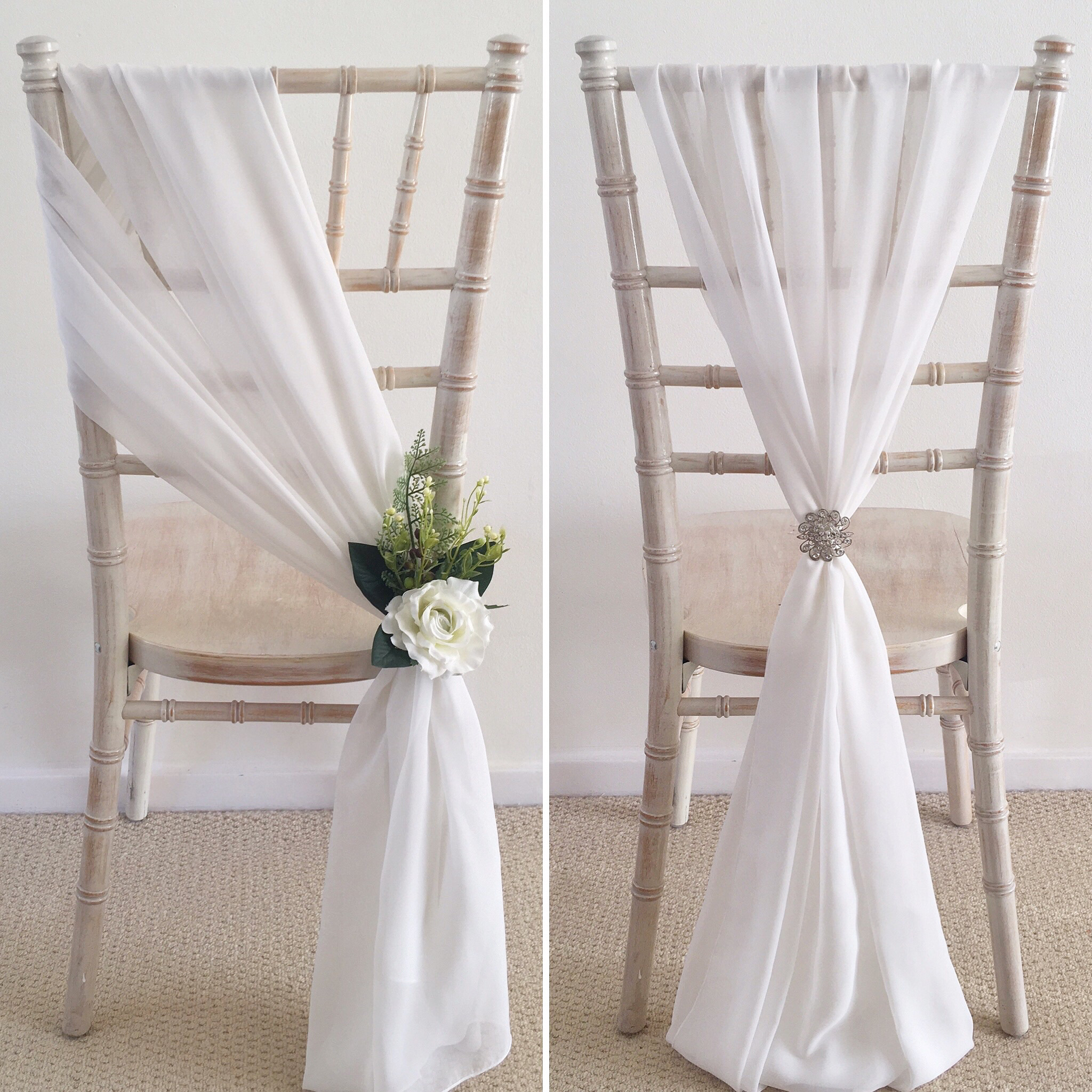 Chiffon chair drape hire for weddings in Devon and Torbay.