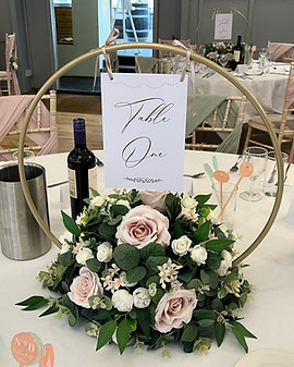 Silk flower & artificial foliage centrepieces available for hire for weddings in Devon and Torbay.
