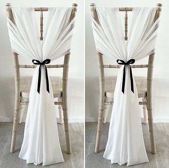 Chiffon chair drape hire for weddings in Devon and Torbay.