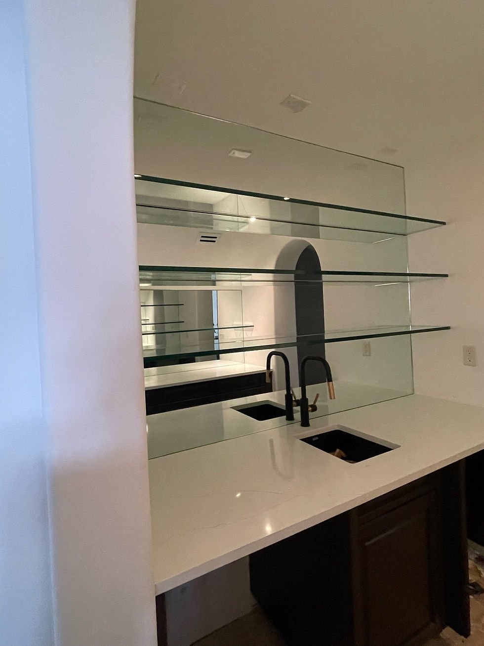 Wet Bar - Mirrors with Shelves