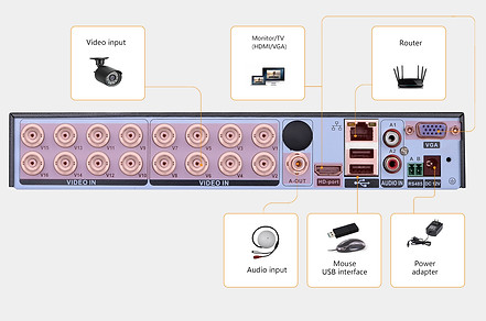 DVR Zclever Conexiones de salida