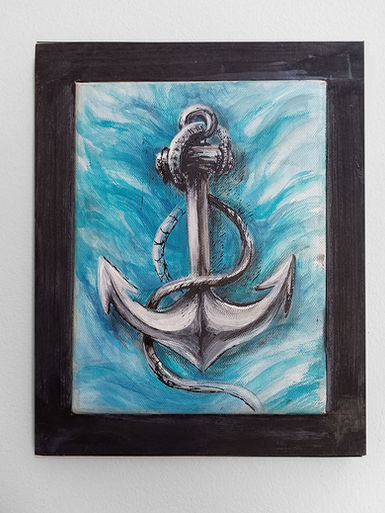 "Sea" Acrilico su tela e cornice in legno di riciclo