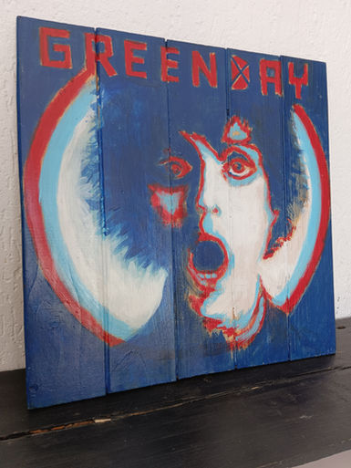 Quadro Green Day Cover Album Acrilico su Legno