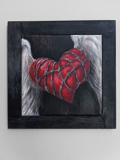 Corazon Espinado :) Acrilico su tela e cornice in legno di riciclo