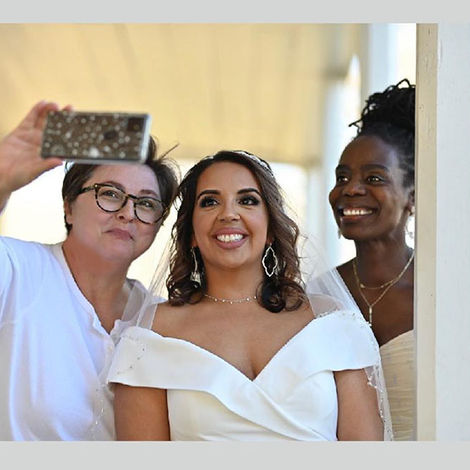 Melissa and Marion getting ready for their wedding,  Owen House, Round Rock