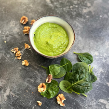 Toasted Walnut, Avocado and Spinach Dressing. 