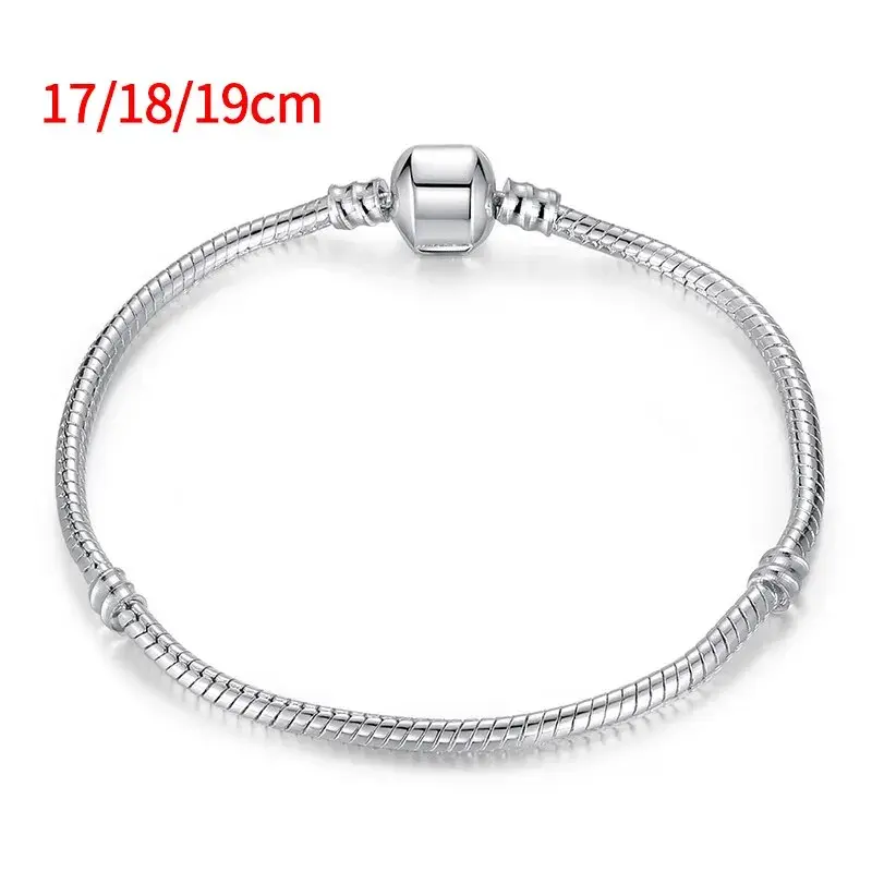 Thumbnail: 925 Silver Charm Bracelet for Women – Classic Smooth Snake Chain Design