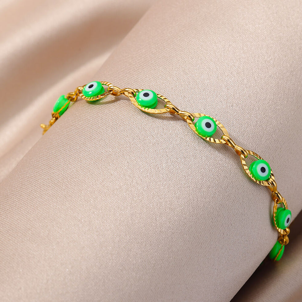 Thumbnail: Gothic Rainbow Evil Eye Bracelet for Women – Turkish Stainless Steel Design