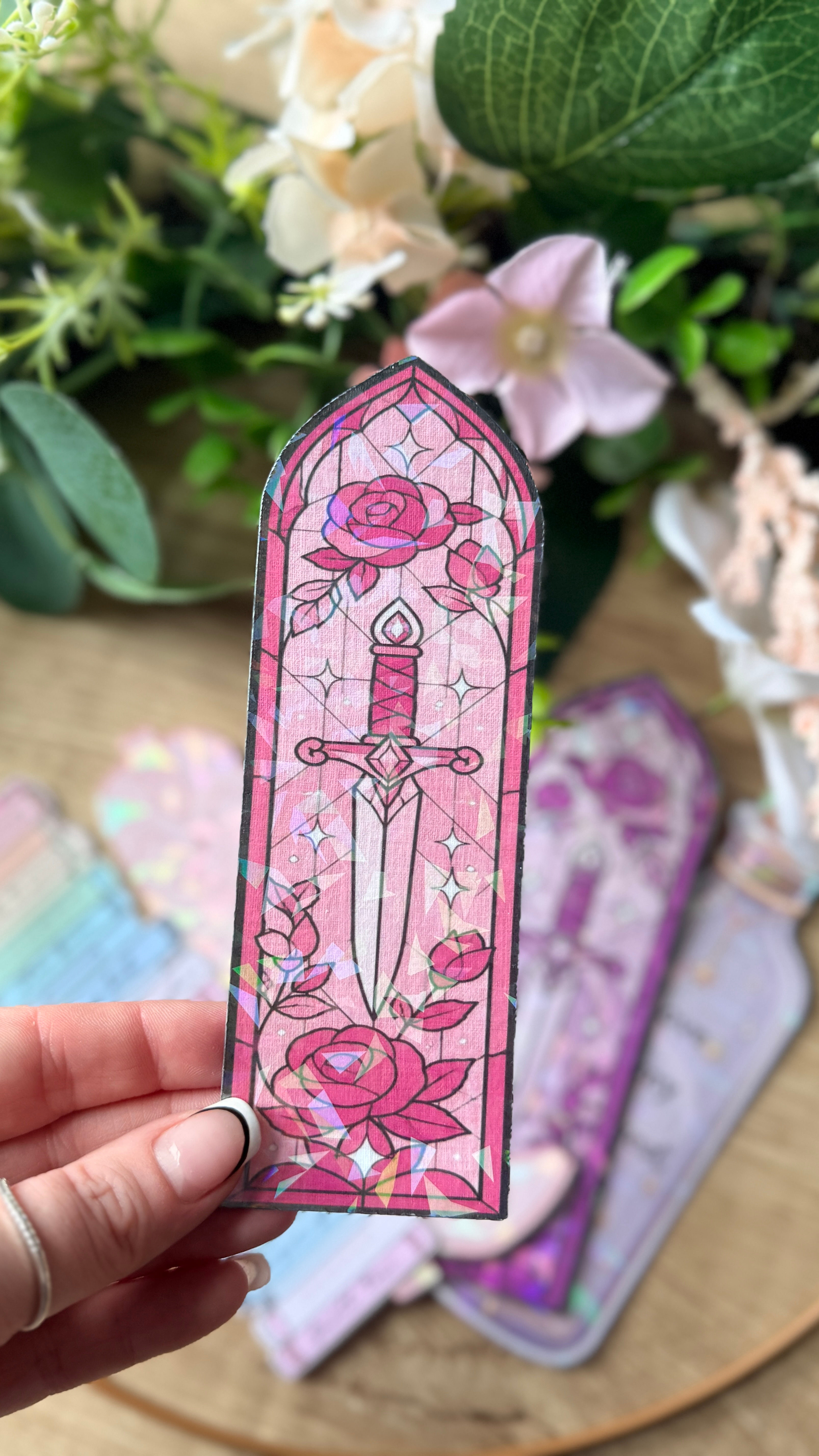 Pink Stained Glass Bookmark