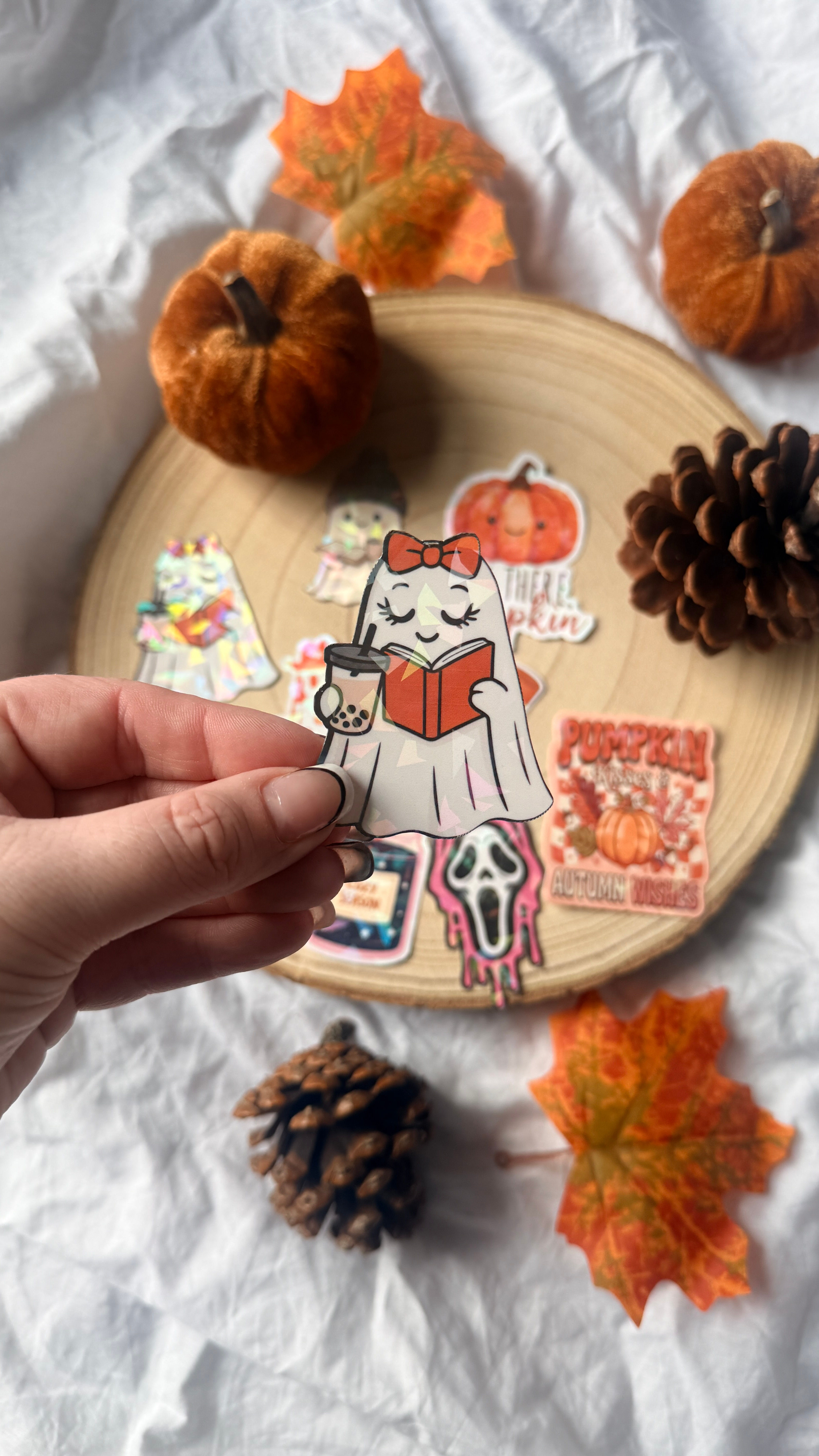 Cosy Ghost Reader Sticker