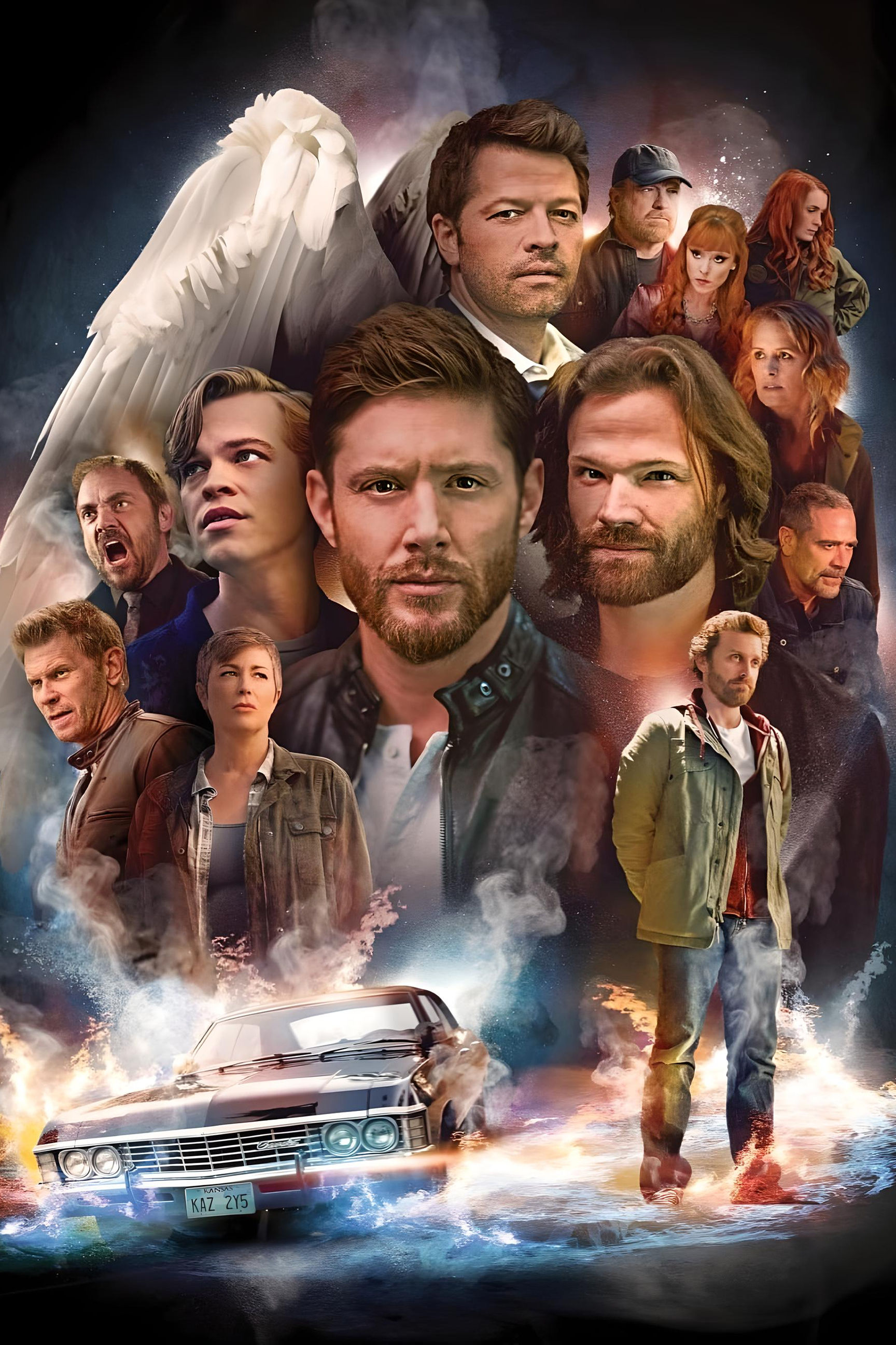 Supernatural montage vinyl coated canvas Fabric Poster 24 x 36 inches