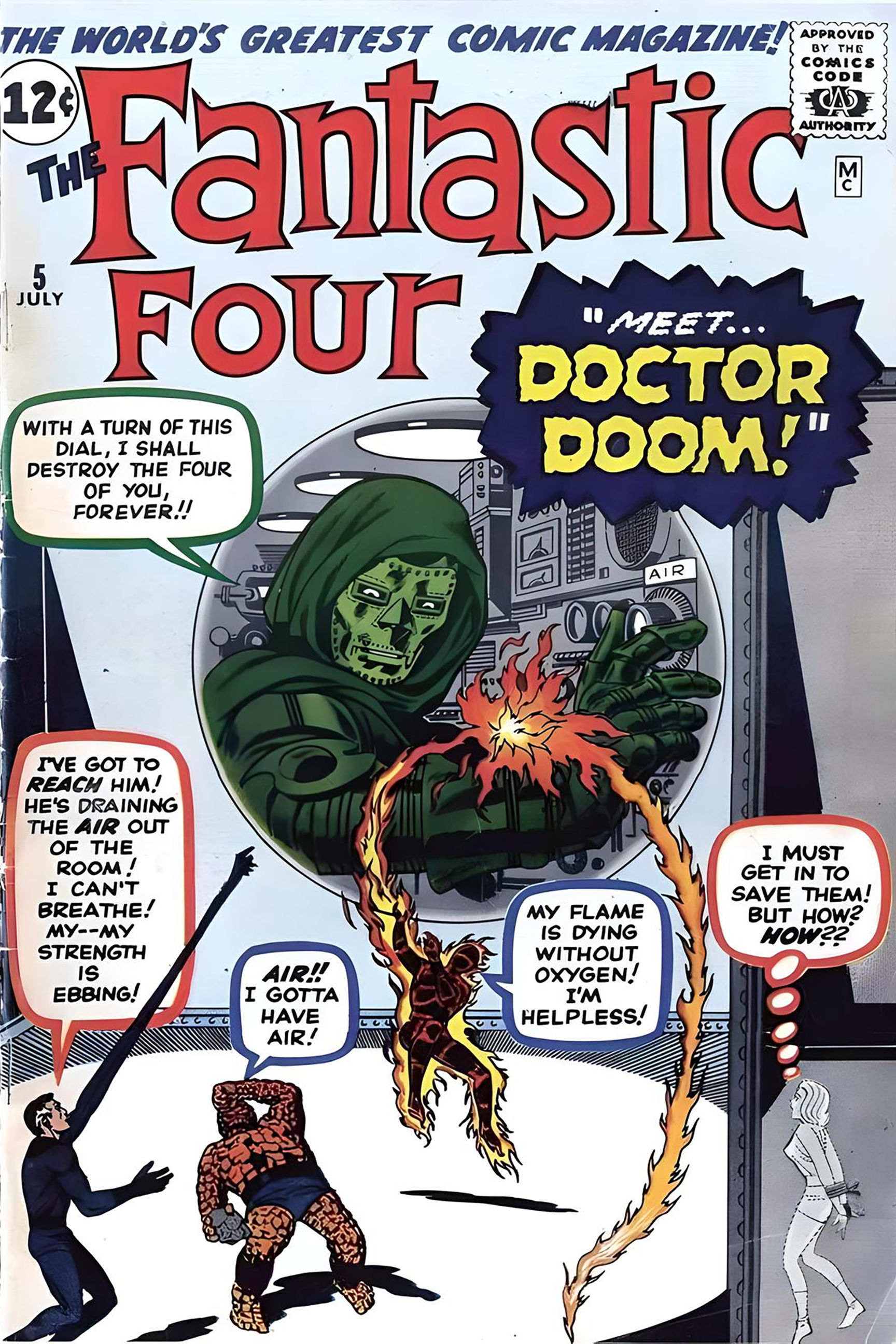 Fantastic Four Comic Book Cover #5 Vinyl Coated Canvas Poster 24 x 36 inches