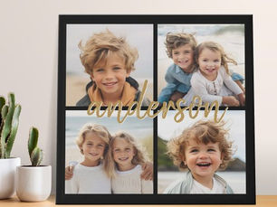Top 10! Create Your Own 4 Photo Collage - Script Name Faux Canvas Print