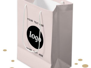 Big Deals! Logo Promotional Business Branding Blush Pink Medium Gift Bag