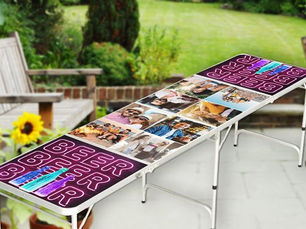 Best Price! Create your Own 8 Photo Collage Pink Neon Sign Beer Pong Table