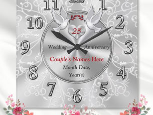 Big Deals! Silver Wedding Anniversary Gift Ideas, Anniversary Square Wall Clock