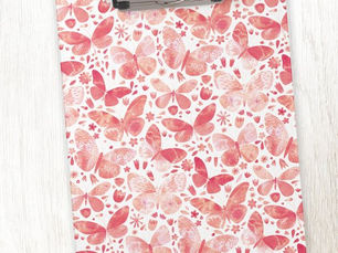 Hot Review! Watercolor Butterfly Pink Pattern Clipboard