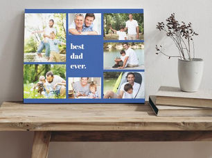 Big Deals! Best Dad Ever 7 Photo Collage Blue Canvas Print