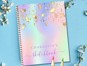 Hot Review! Sketchbook holographic unicorn pink rainbow gold notebook