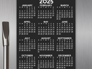 Best Price! Full Year View Calendar - Basic black Minimal Magnetic Dry Erase Sheet