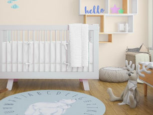 Hot Review! Cute Polar Bear Watercolor Alphabet ABC Nursery Rug