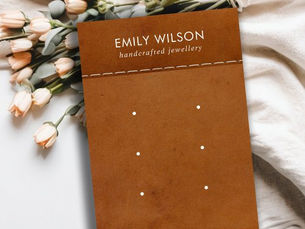 Hot Deals! TAN LEATHER TEXTURE 3 STUD EARRING DISPLAY CARD