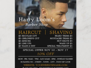Best Deals! Trendy Hair Cut, Men's Barbers Advertising Flyer