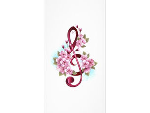 Top 10! Musical treble clef notes with Sakura flowers Rack Card
