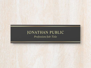 Top 5! Gold Name Text Modern Elegant Black Template Door Sign