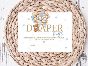 Top 5! Diaper Raffle Blue Bear Enclosure Card