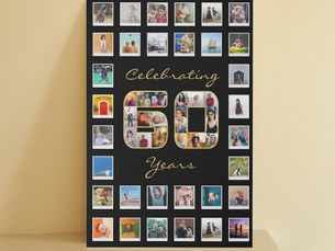 Top 10! 60th Birthday 60 Photo Collage Faux Canvas Print