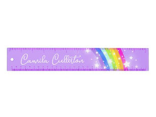Hot Review! Purple colorful rainbow and stars custom name ruler