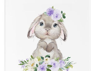 Hot Review! Cute Bunny, Rabbit, Purple Flowers, Gender Neutral Acrylic Print