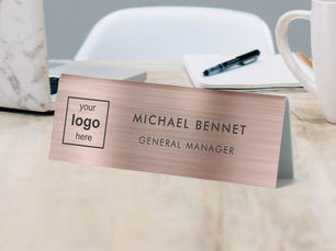 Best Price! Custom Logo Rose Gold Professional Business Table Tent Sign