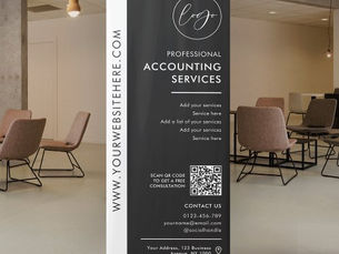Top 10! Business Logo Black Minimalist QR Code Promotional Retractable Banner