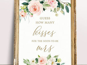 Big Deals! Floral Guess How Many Kisses Bridal Shower Game Poster