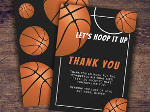Hot Deals! Basketball Ball Sports Kids Birthday Thank You Card