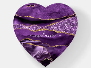 Best Deals! Purple Gold Marble Custom Name Paperweight Gift