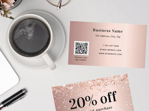 Best Price! Blush rose gold glitter dust qr code business discount card
