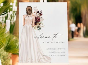 Big Deals! Elegant White Wedding Gown Bridal Shower Welcome Foam Board