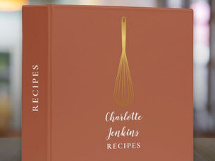 Hot Deals! Elegant Terracotta Gold Whisk Recipe Script 3 Ring Binder