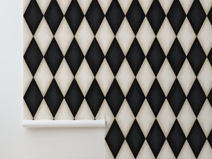 Best Deals! Black & Antique White Harlequin Wallpaper