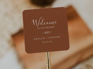 Hot Review! Minimal Leaf | Terracotta Wedding Welcome Square Sticker