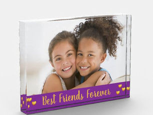 Big Deals! Best Friends Forever Gold Hearts Script Purple Photo Block