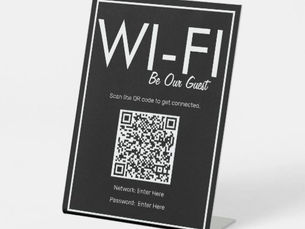 Top 5! Modern Basic Black Wi-Fi QR Code Pedestal Sign