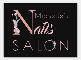Top 10! Nails salon your name floral glitter pink black sign